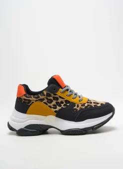 Baskets Ideal Shoes Jaune Talon De 4 À 6cm