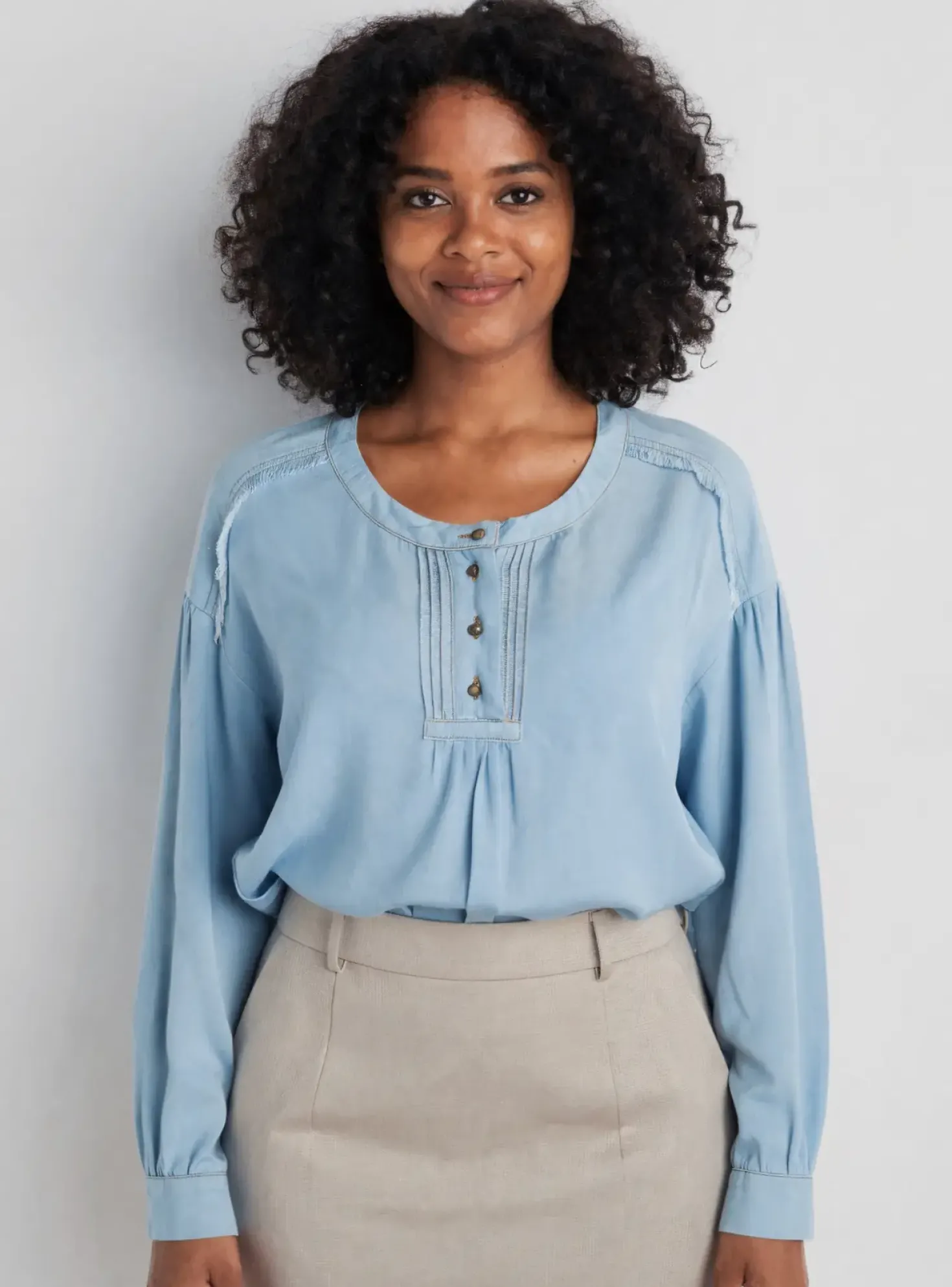 Blouse Eva Kayan Bleu Manches Longues