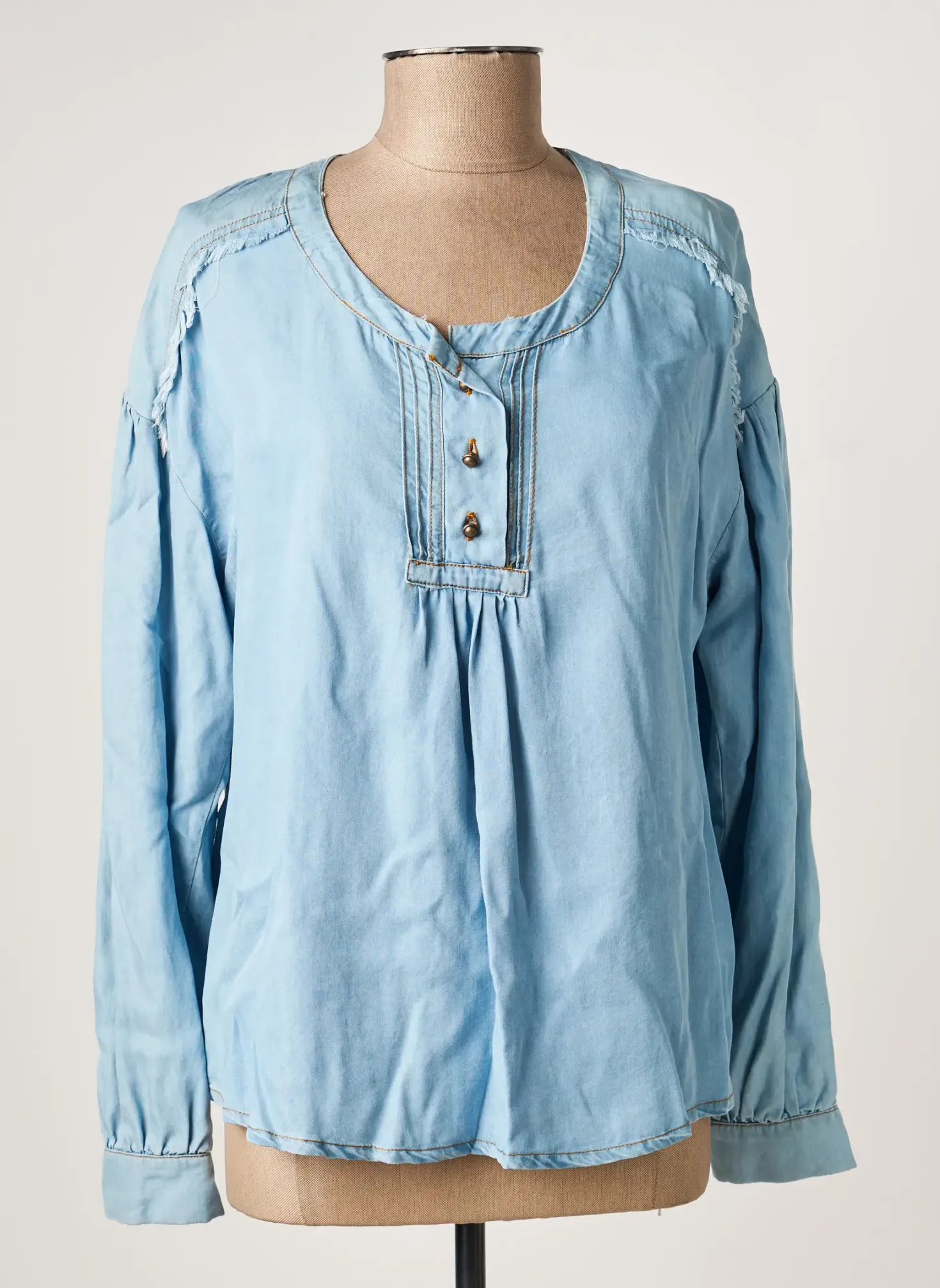 Blouse Eva Kayan Bleu Manches Longues