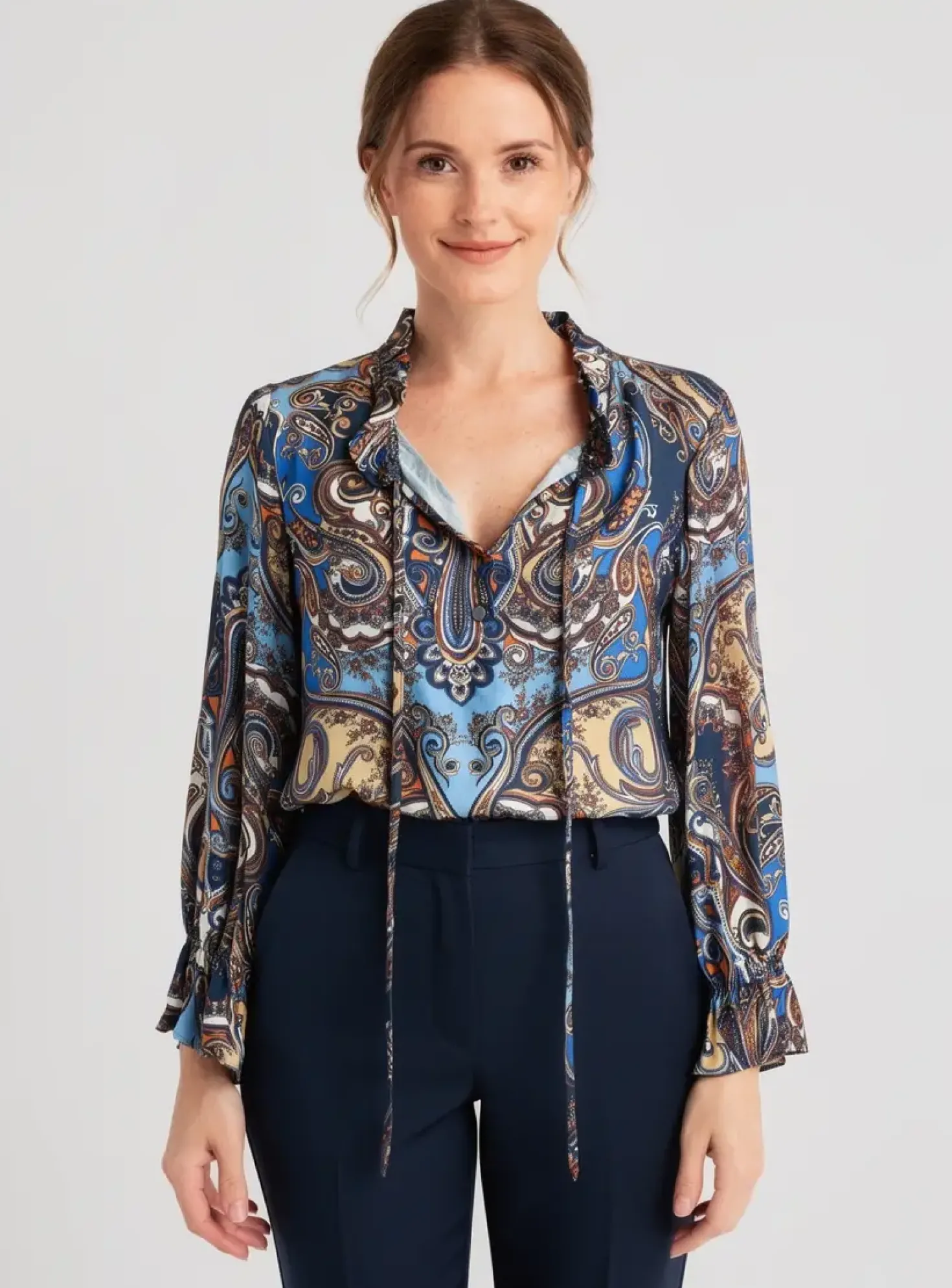 Blouse Quattro Bleu Manches Longues