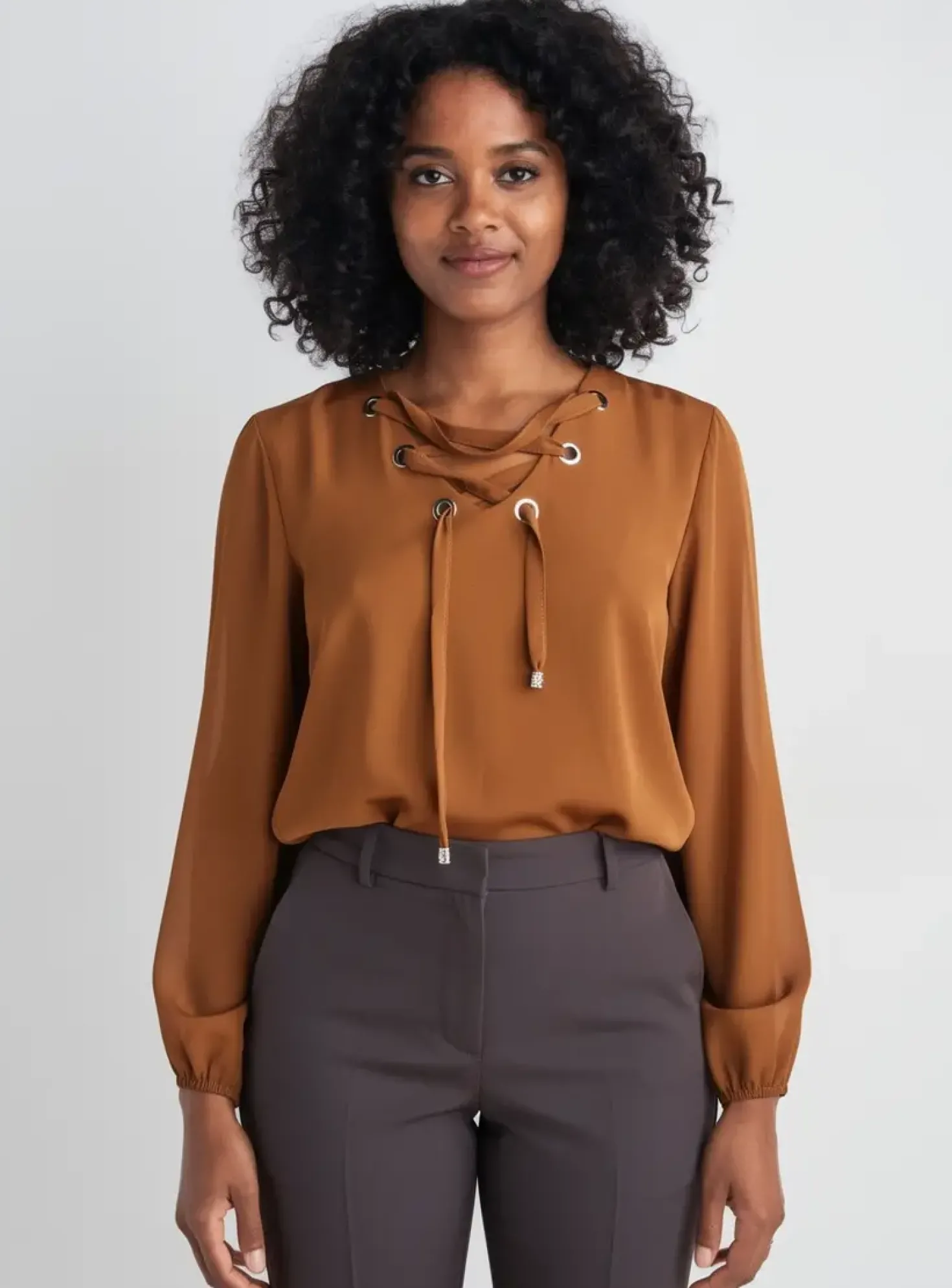 Blouse Quattro Marron Manches Longues