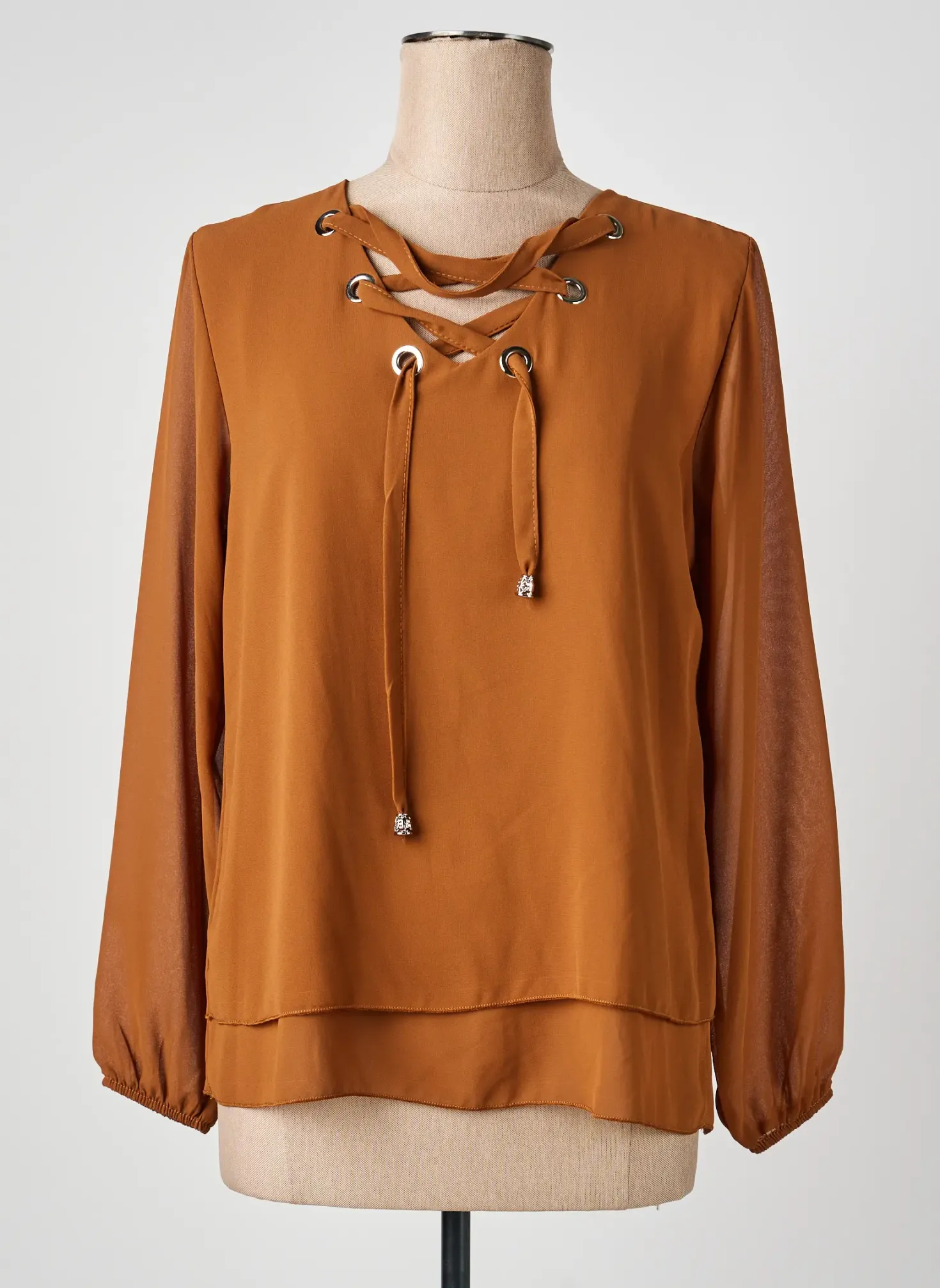 Blouse Quattro Marron Manches Longues