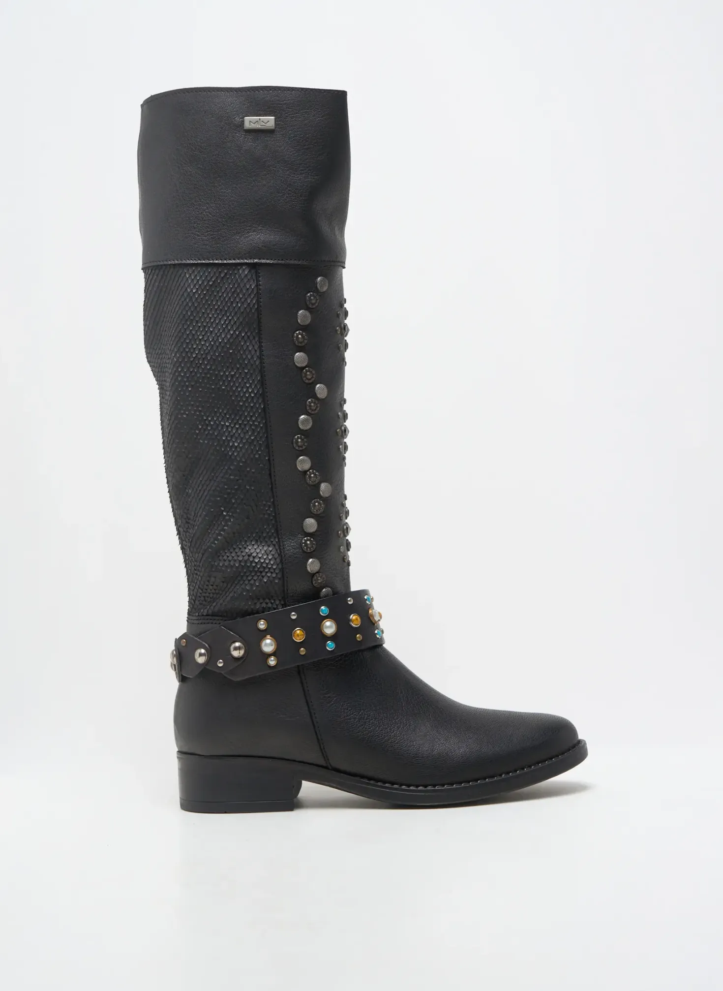 Bottes Mlv Noir Talon Plat Jusqu'à 3cm