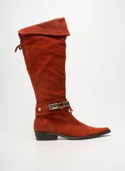 Bottes Regard Orange Talon Plat Jusqu'à 3cm
