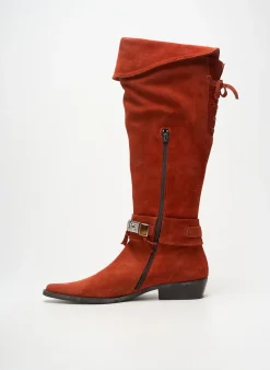 Bottes Regard Orange Talon Plat Jusqu'à 3cm