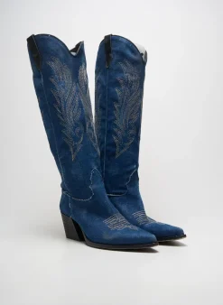 Bottes Sans Marque Bleu Talon De 4 À 6cm