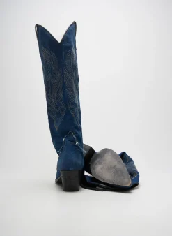 Bottes Sans Marque Bleu Talon De 4 À 6cm