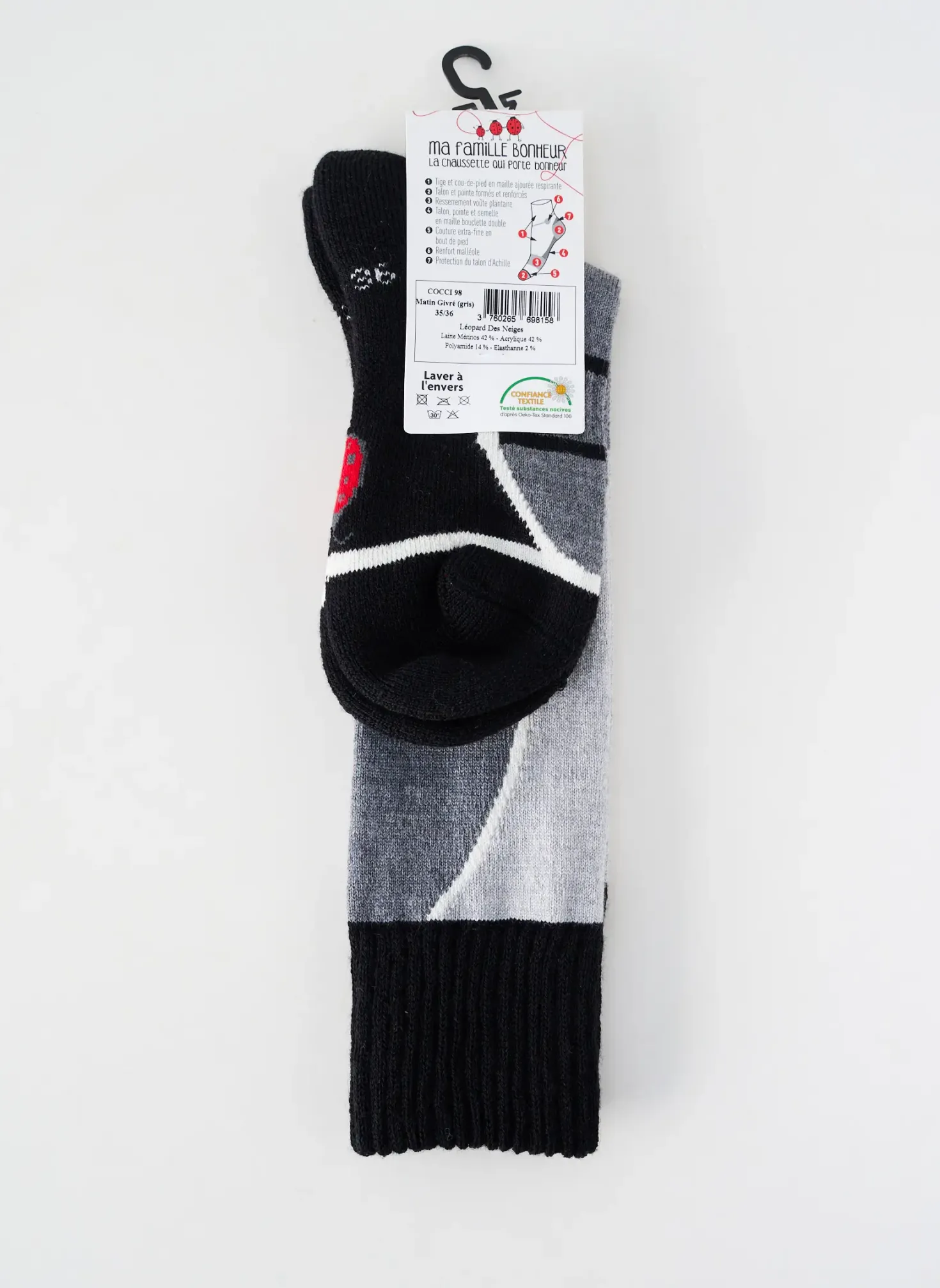 Chaussettes Ma Famille Bonheur Gris