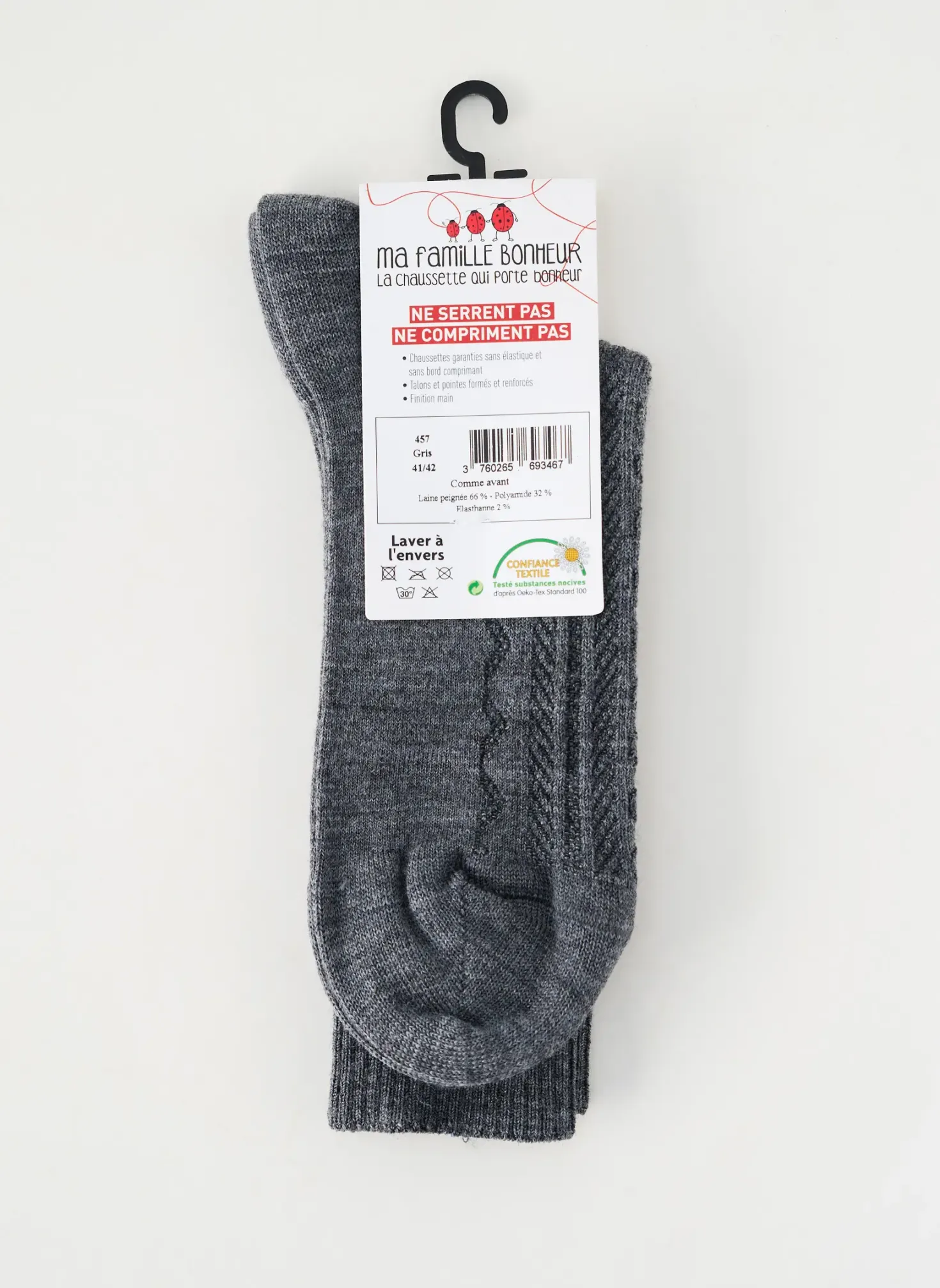 Chaussettes Ma Famille Bonheur Gris