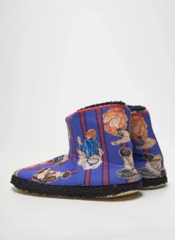 Chaussons/pantoufles Ruban Rouge Bleu Talon Plat Jusqu'à 3cm