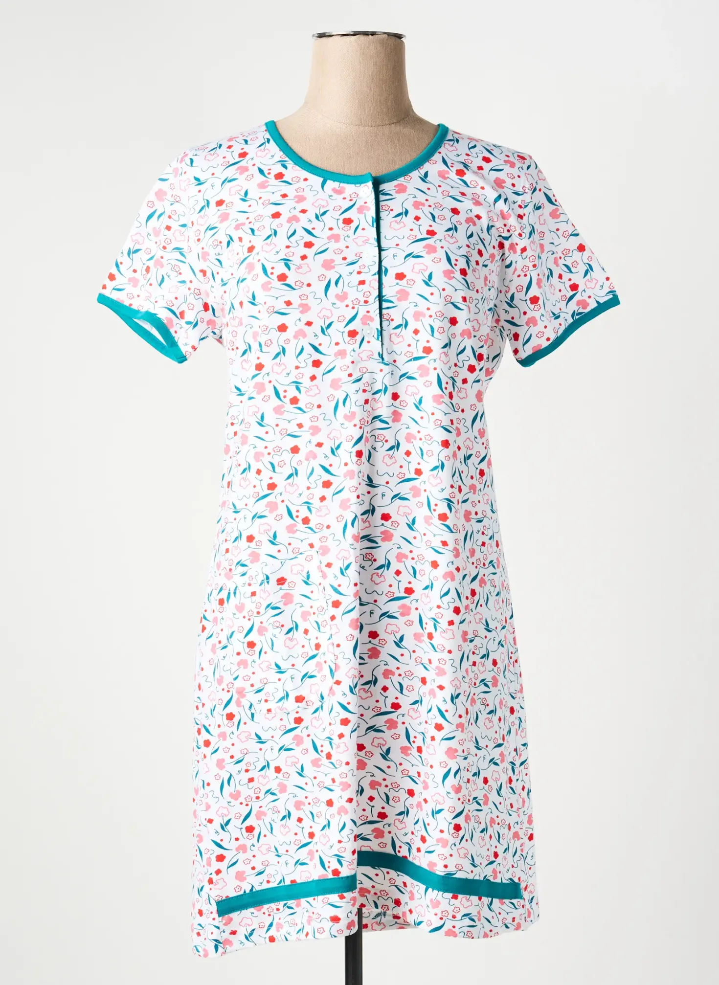 Chemise De Nuit Rose Pomme Blanc