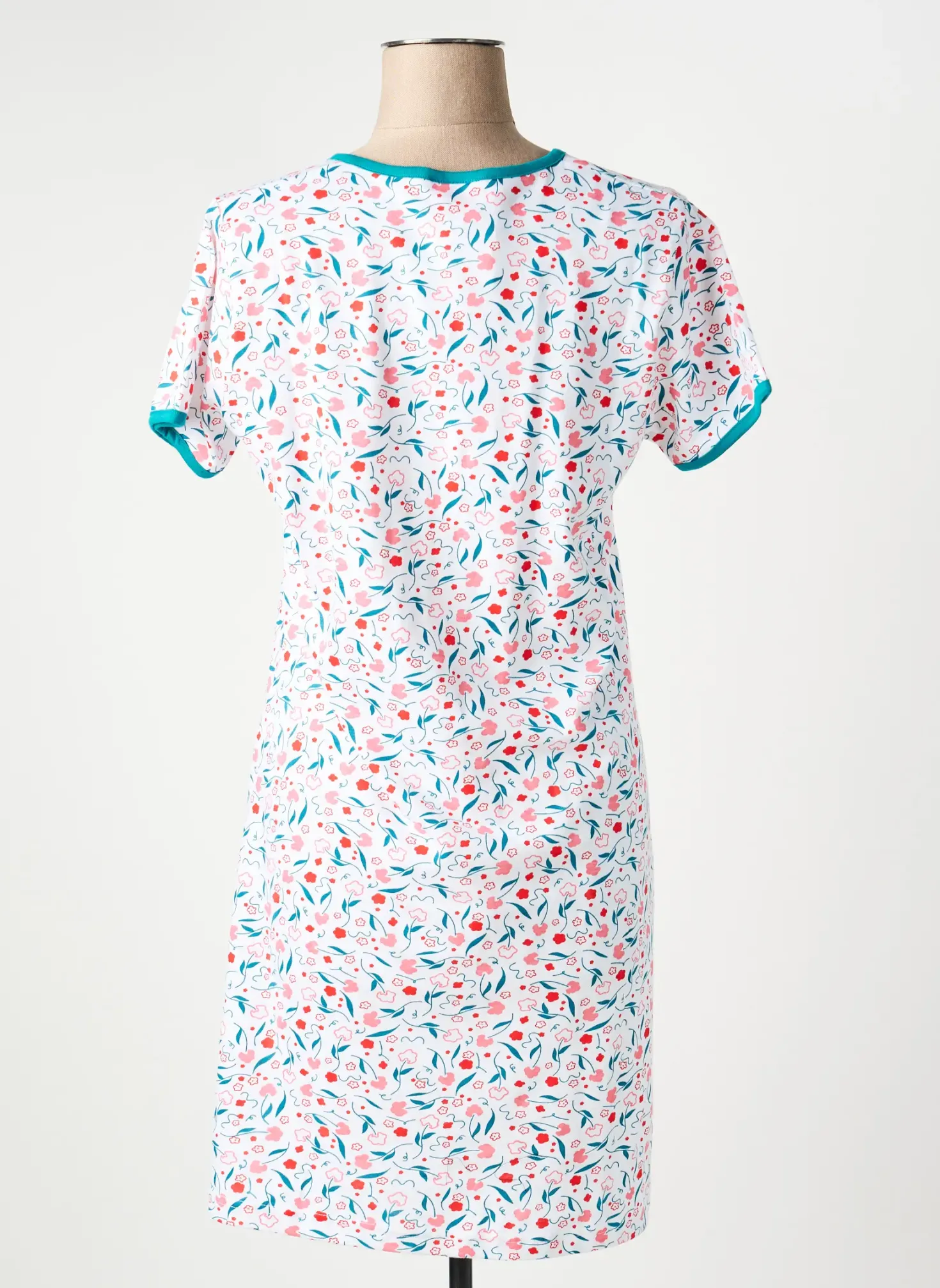 Chemise De Nuit Rose Pomme Blanc