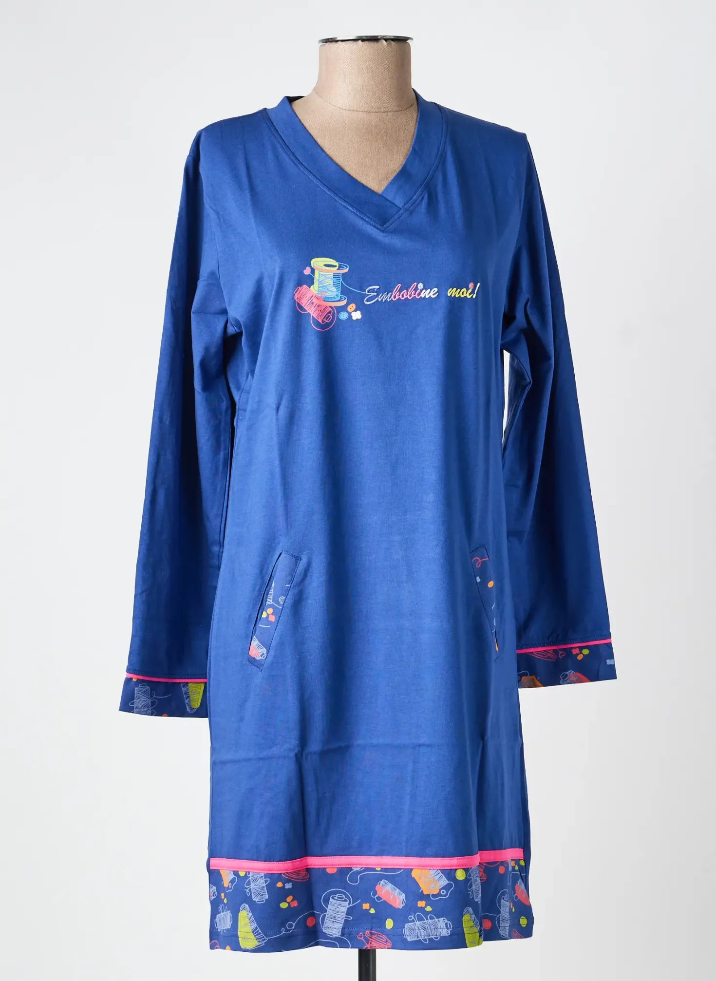 Chemise De Nuit Rose Pomme Bleu