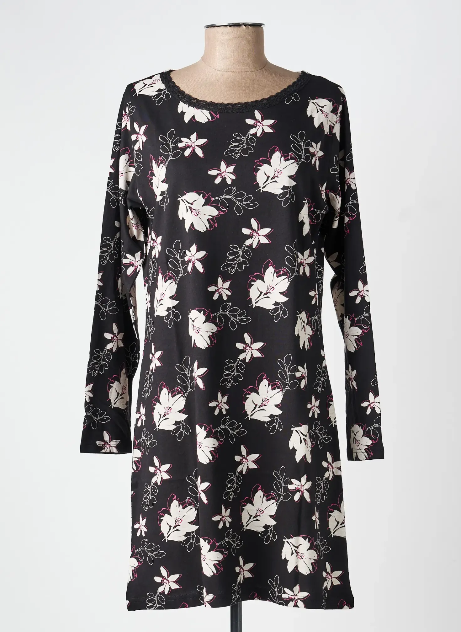 Chemise De Nuit Rose Pomme Noir