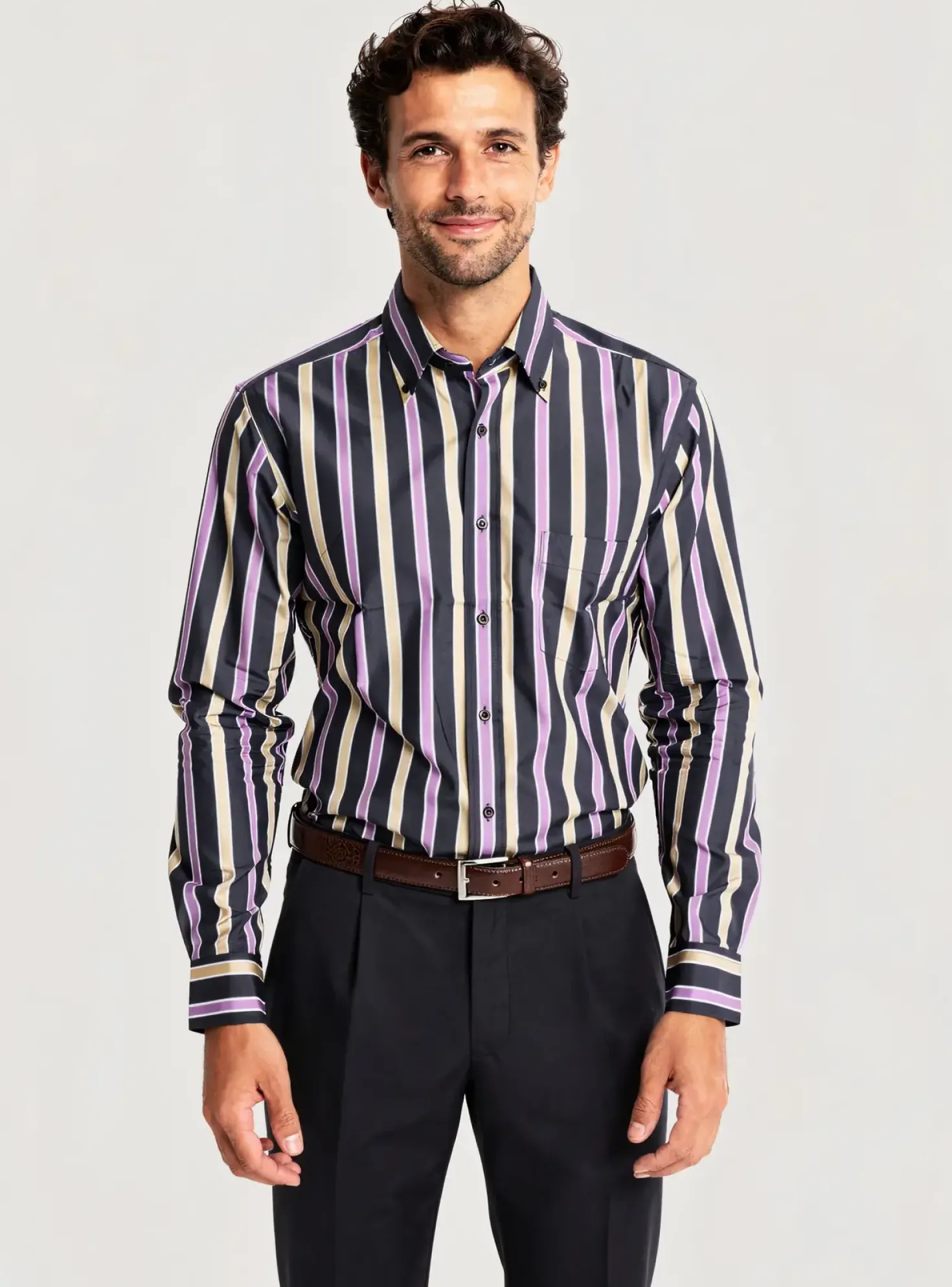 Chemise Manches Longues Pierre Cardin Violet