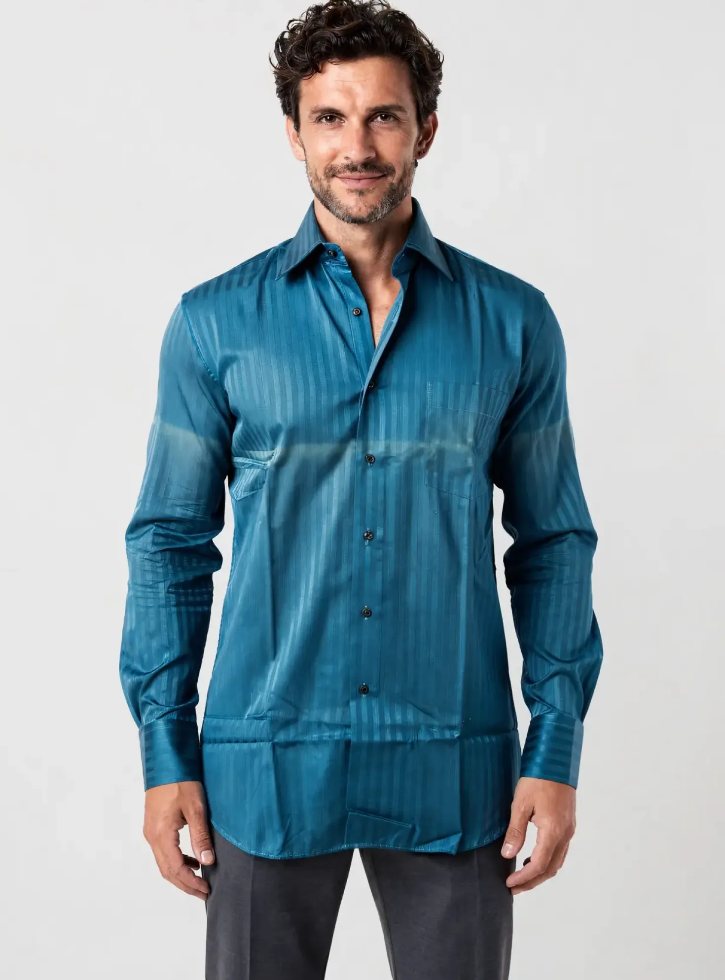 Chemise Manches Longues Pierre Cardin Bleu