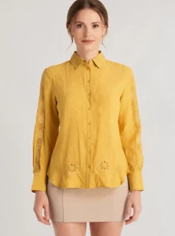 Chemisier Desigual Jaune Manches Longues