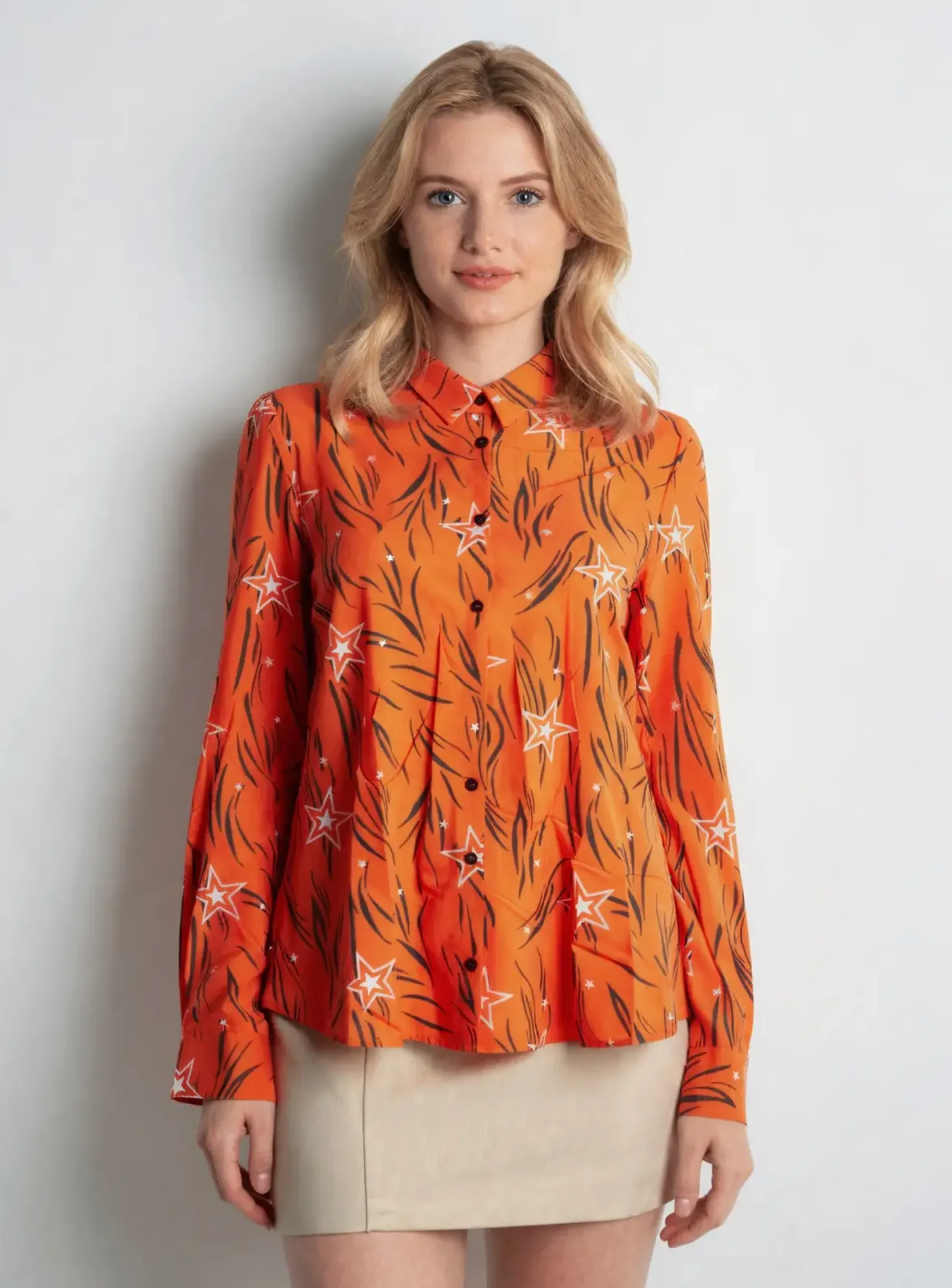 Chemisier I.code (by Ikks) Orange Manches Longues