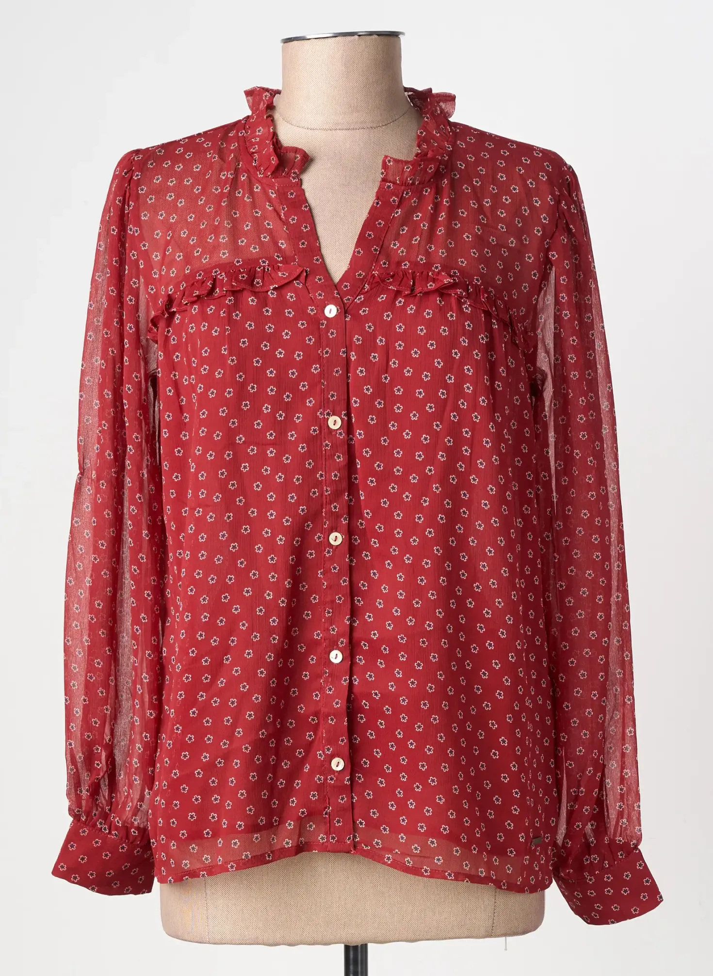 Chemisier Pepe Jeans Rouge Manches Longues