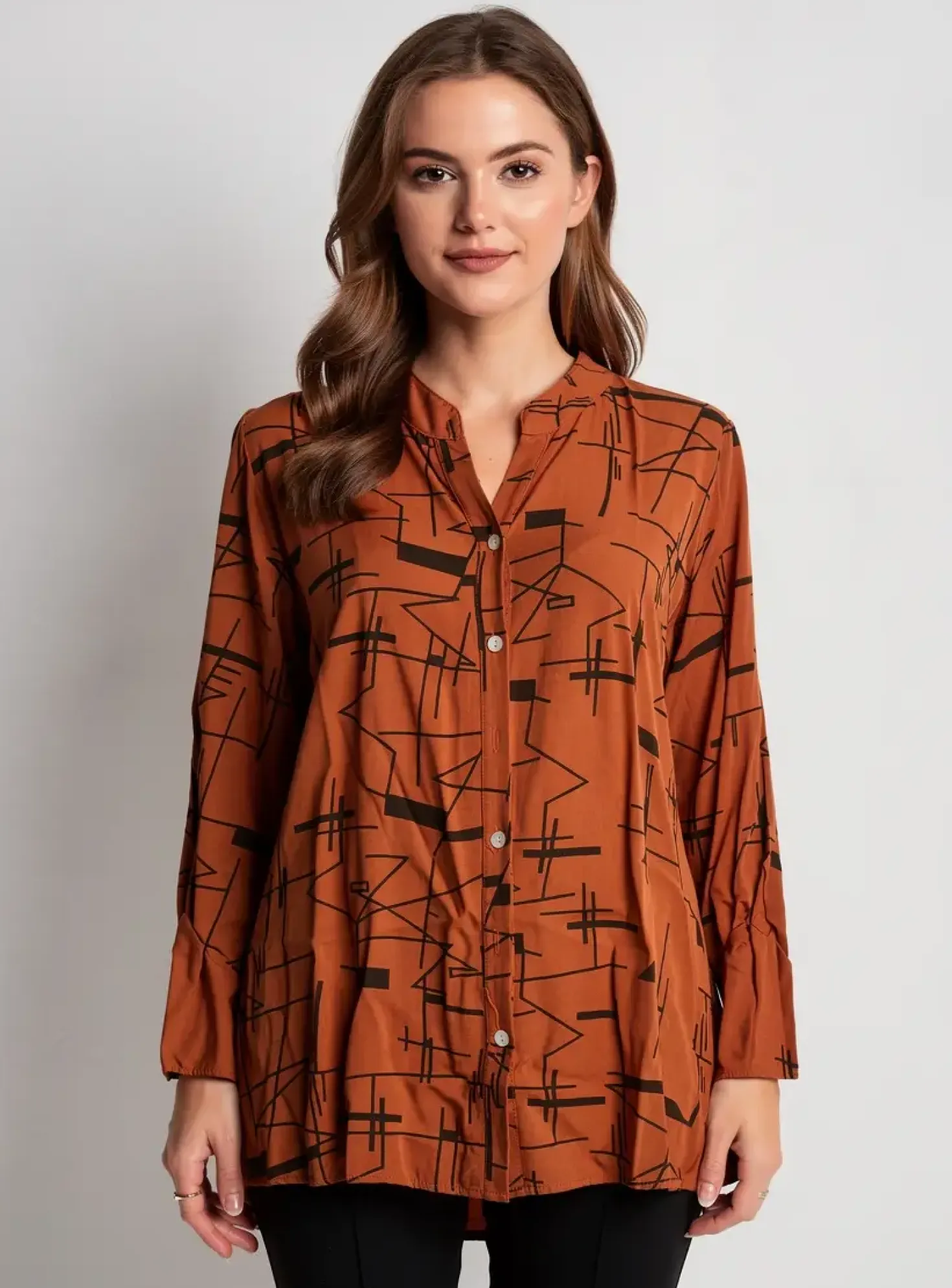Chemisier Quattro Marron Manches Longues