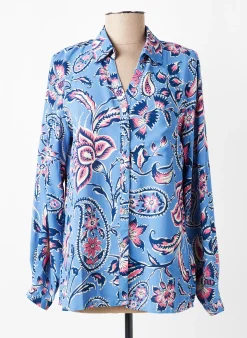Chemisier Sarah John Bleu Manches Longues