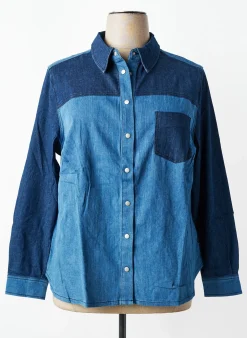 Chemisier Sheego Bleu Manches Longues