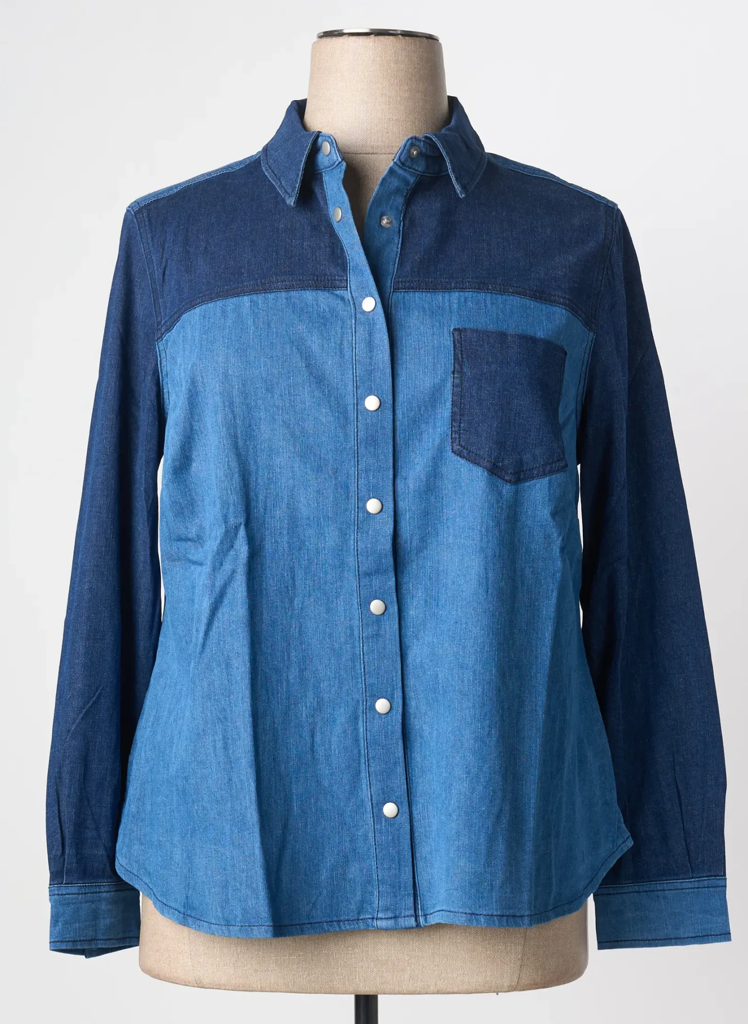 Chemisier Sheego Bleu Manches Longues