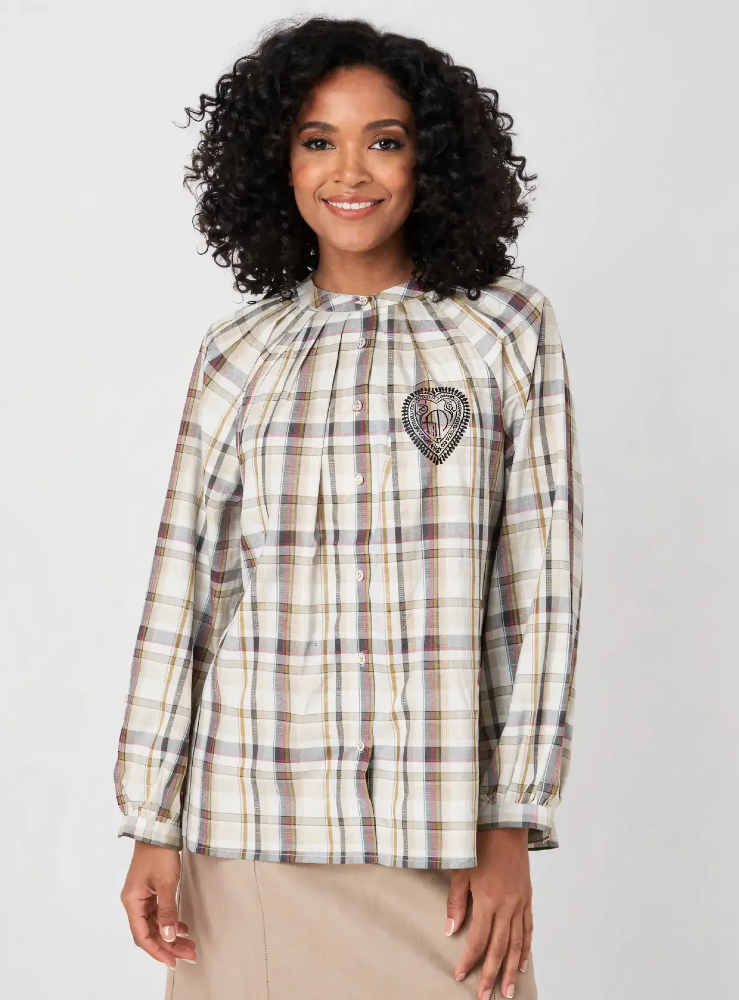 Chemisier Studio Parisien Beige Manches Longues