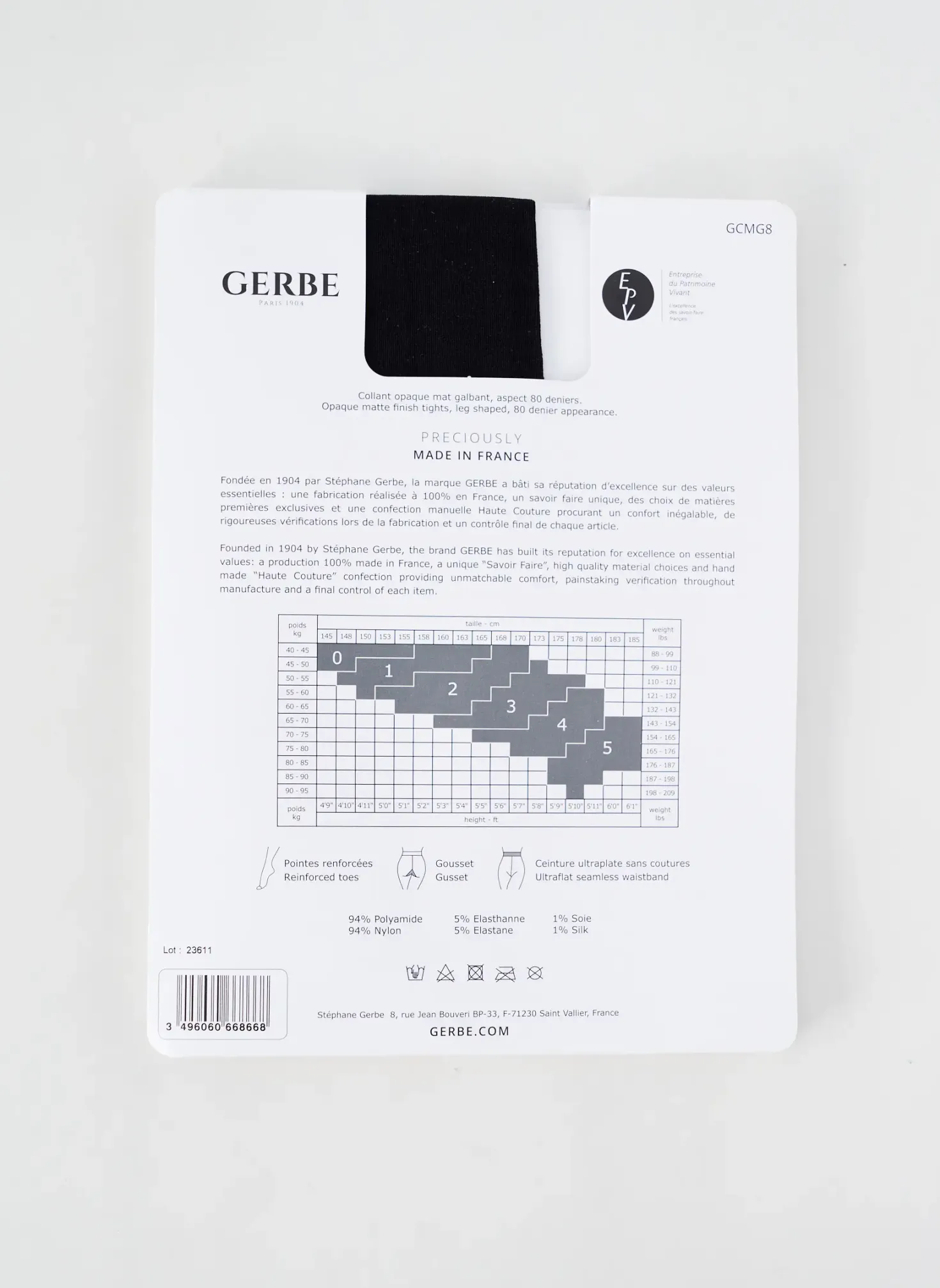 Collants Gerbe Noir
