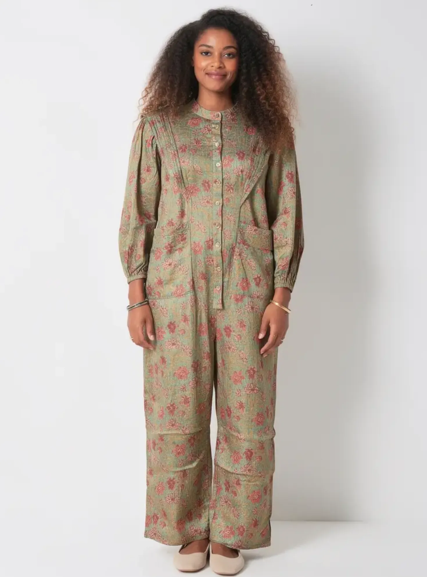 Combi-pantalon Cherubina Vert Manches Longues
