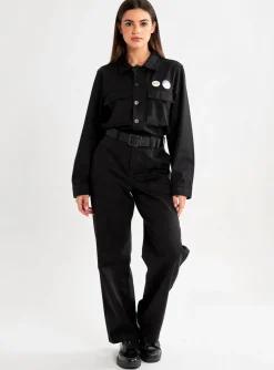 Combi-pantalon Happy Noir Manches Longues