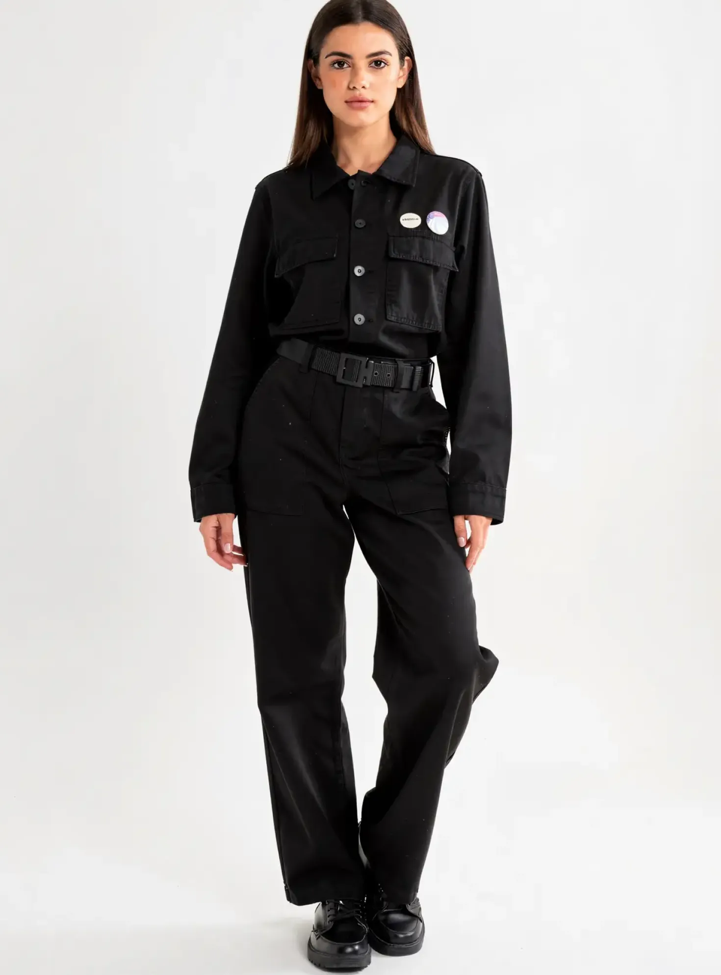 Combi-pantalon Happy Noir Manches Longues