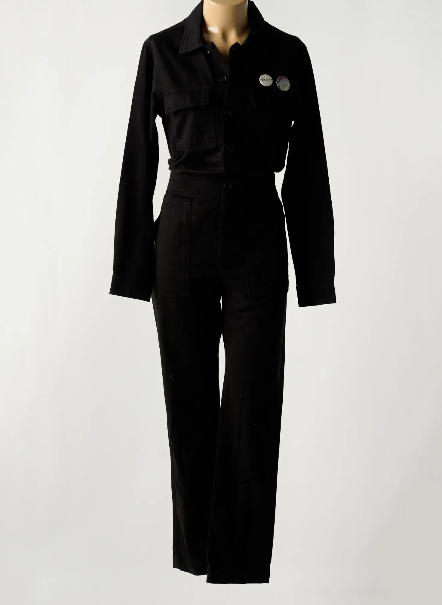 Combi-pantalon Happy Noir Manches Longues