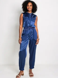 Combi-pantalon High Bleu Sans Manche