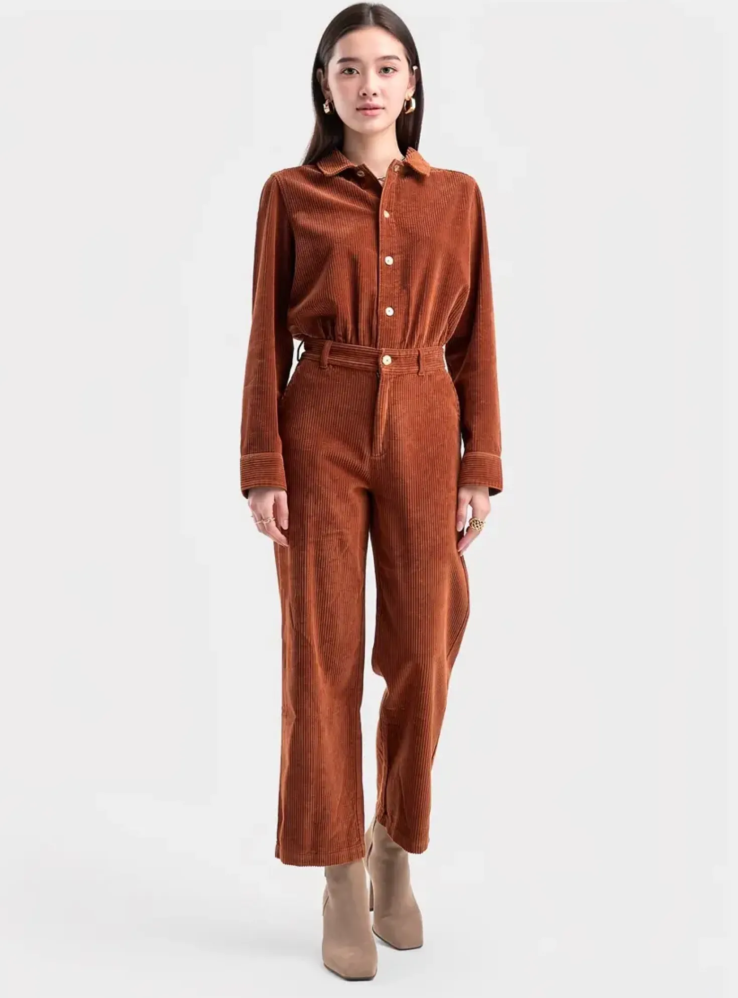 Combi-pantalon Leon & Harper Marron Manches Longues
