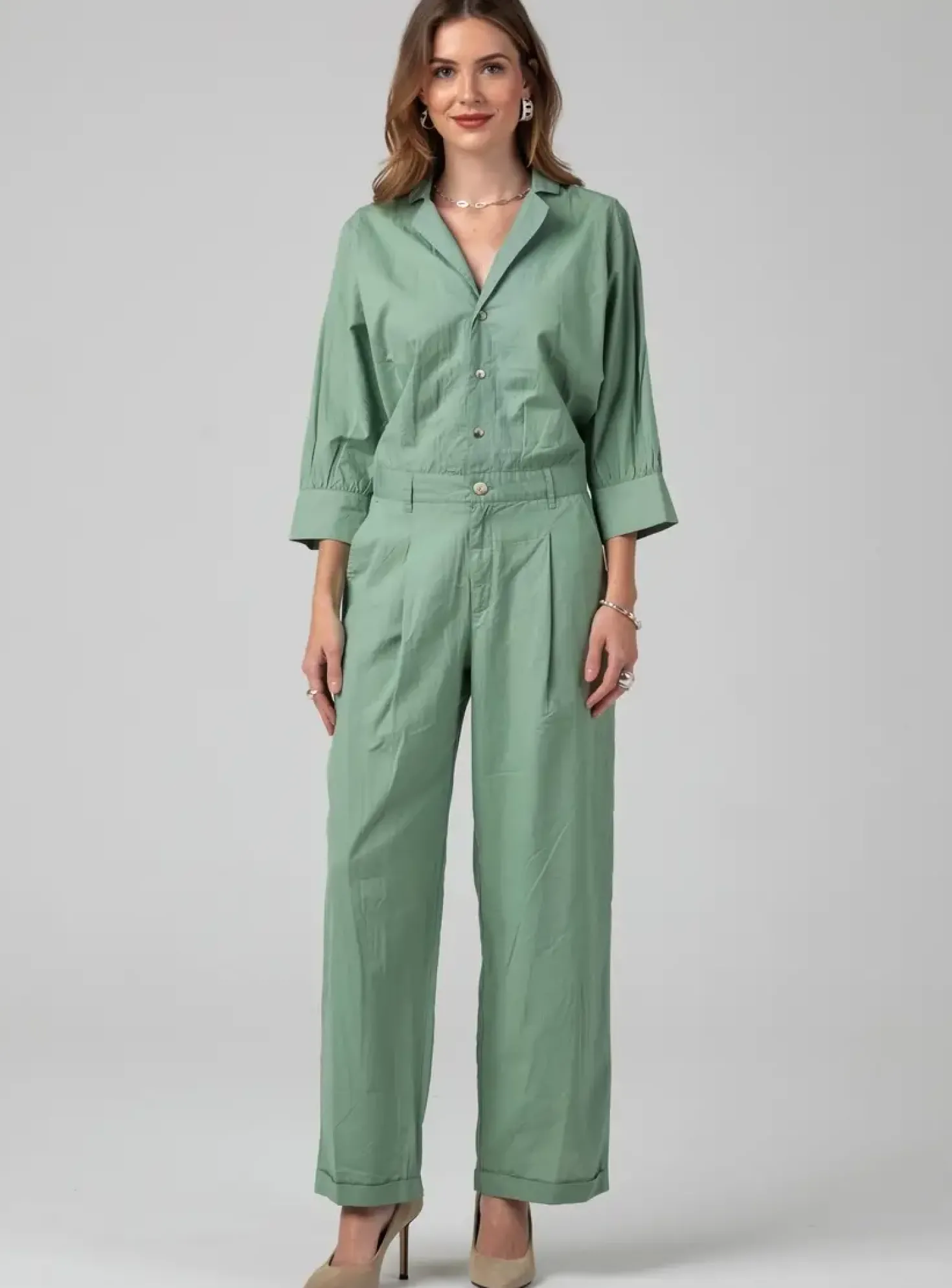 Combi-pantalon Leon & Harper Vert Manches Longues