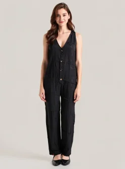 Combi-pantalon Maevy Noir Sans Manche