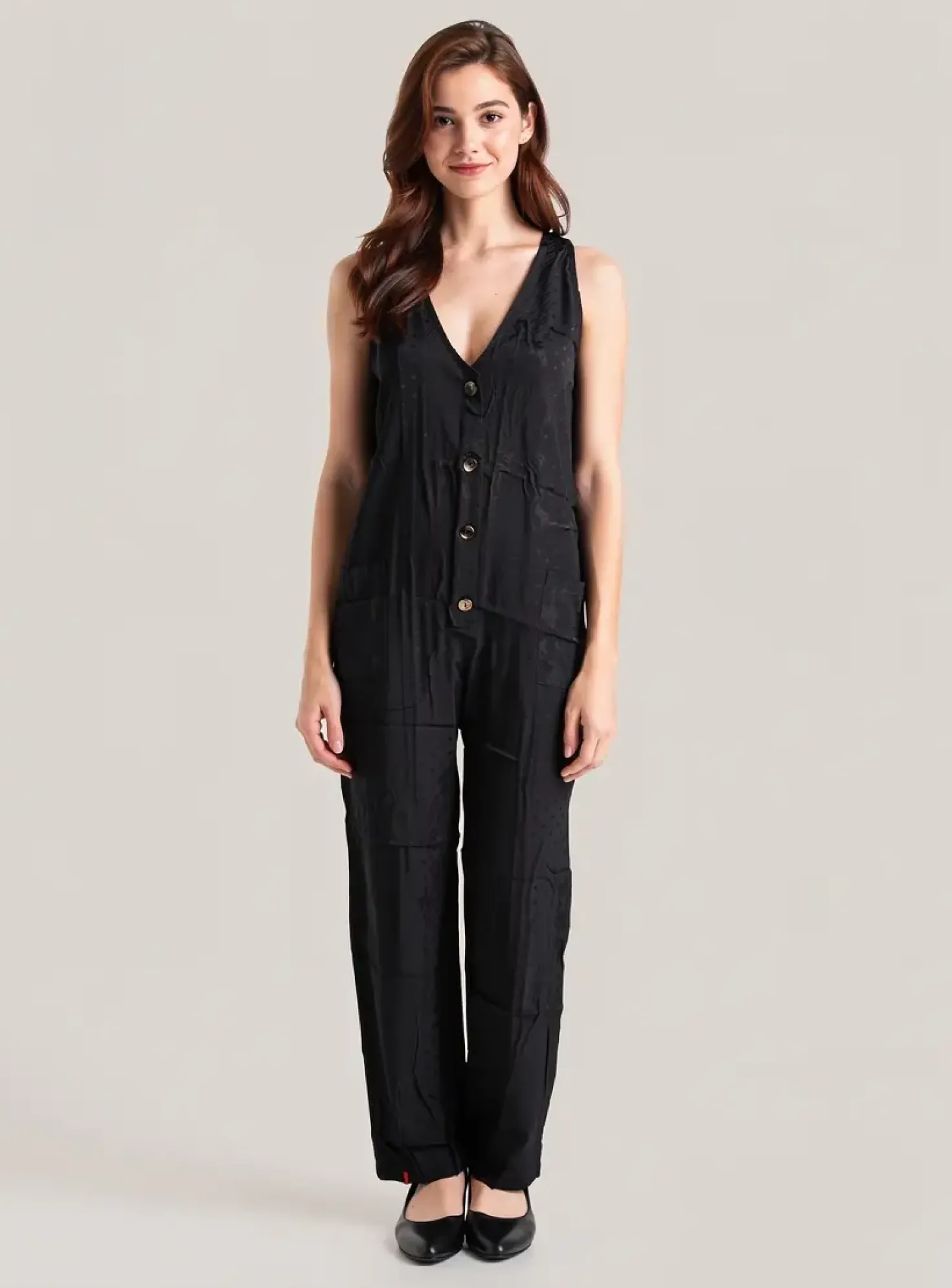 Combi-pantalon Maevy Noir Sans Manche