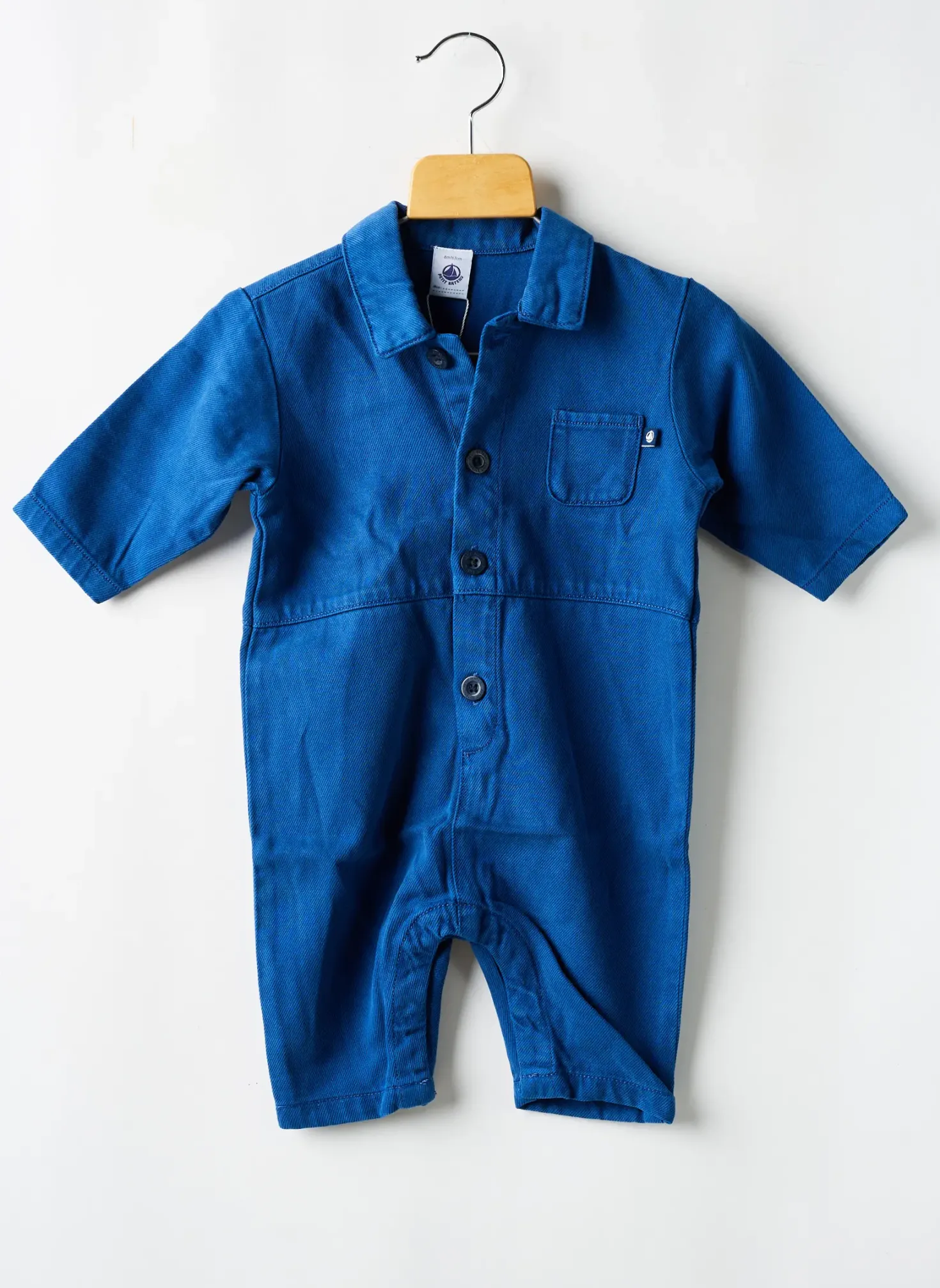 Combi-pantalon Petit Bateau Bleu Manches Longues