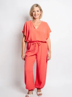 Combi-pantalon Quatre Vingt Jours Rouge Manches Courtes