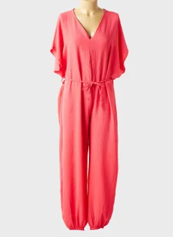 Combi-pantalon Quatre Vingt Jours Rouge Manches Courtes