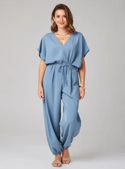 Combi-pantalon Quatre Vingt Jours Bleu Manches Courtes