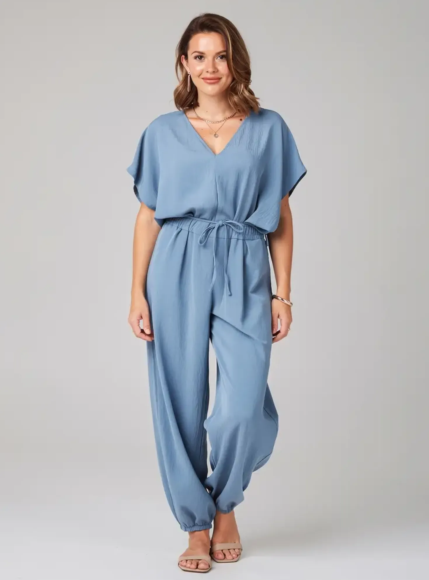Combi-pantalon Quatre Vingt Jours Bleu Manches Courtes