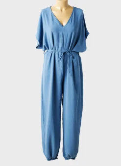 Combi-pantalon Quatre Vingt Jours Bleu Manches Courtes