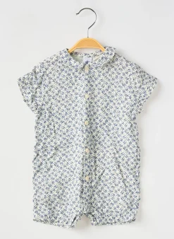 Combishort Petit Bateau Bleu Manches Courtes