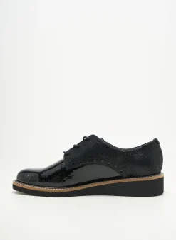 Derbies Fugitive By Francesco Rossi Noir Talon Plat Jusqu'à 3cm