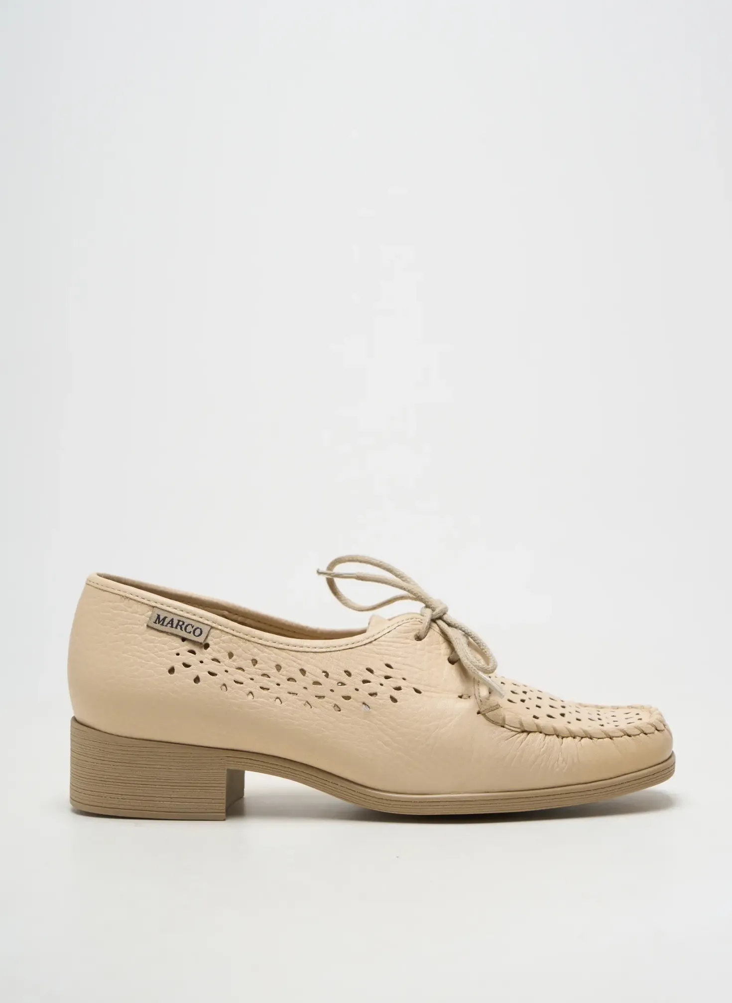 Derbies Marco Beige Talon Plat Jusqu'à 3cm
