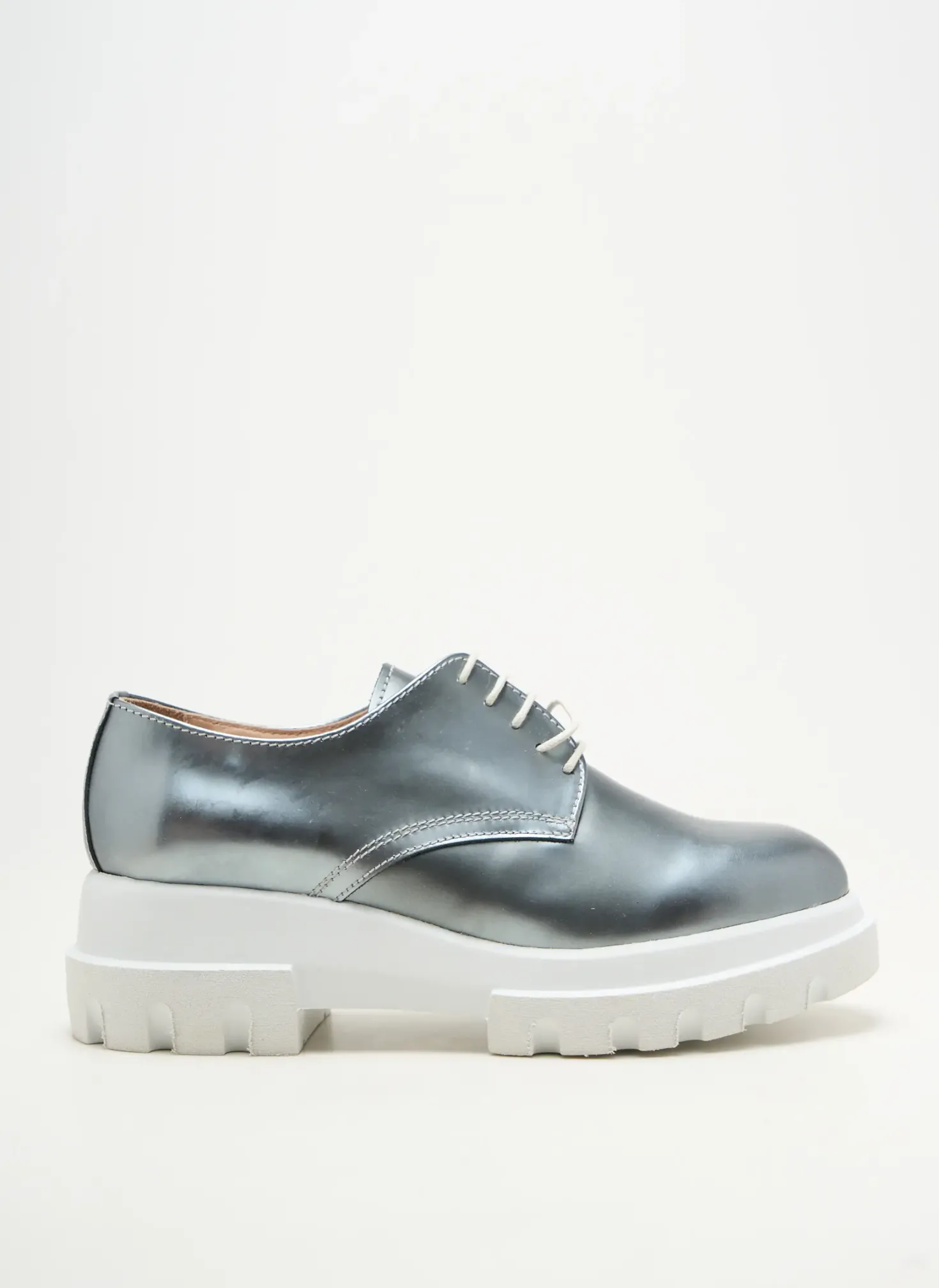 Derbies Pertini Argent Talon Plat Jusqu'à 3cm