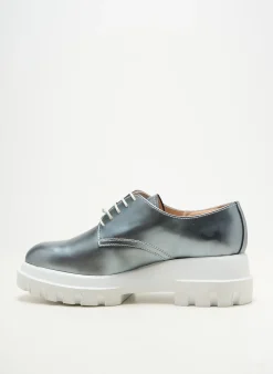 Derbies Pertini Argent Talon Plat Jusqu'à 3cm
