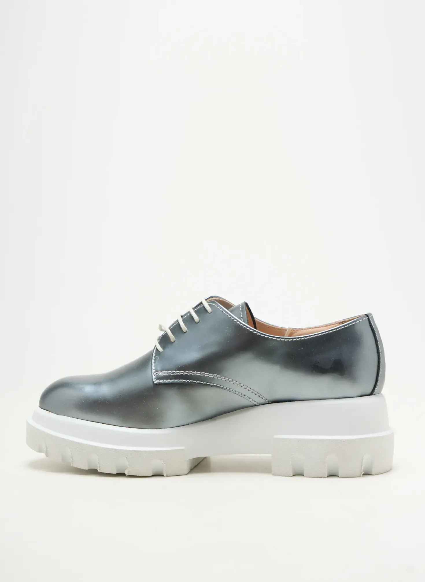 Derbies Pertini Argent Talon Plat Jusqu'à 3cm